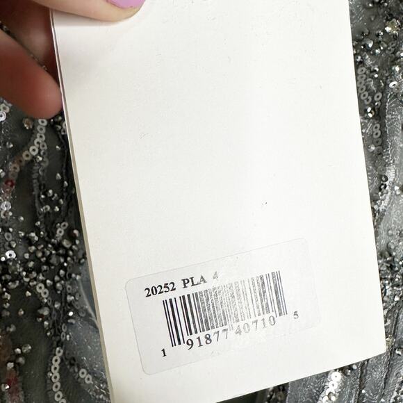 Mac Duggal 20252 High Neck Elbow Sleeve Embellished A Line Dress 4 NEW $598 - Picture 10 of 11